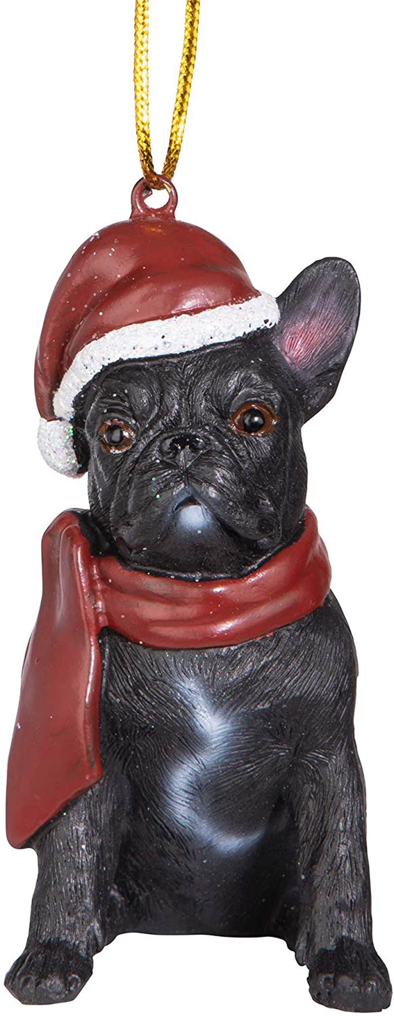 Design Toscano Christmas Xmas French Bulldog Holiday Dog Ornaments, Full Color
