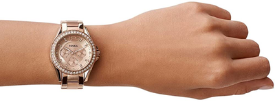 Fossil Women'S Riley Stainless Steel Crystal-Accented Multifunction Quartz Watch