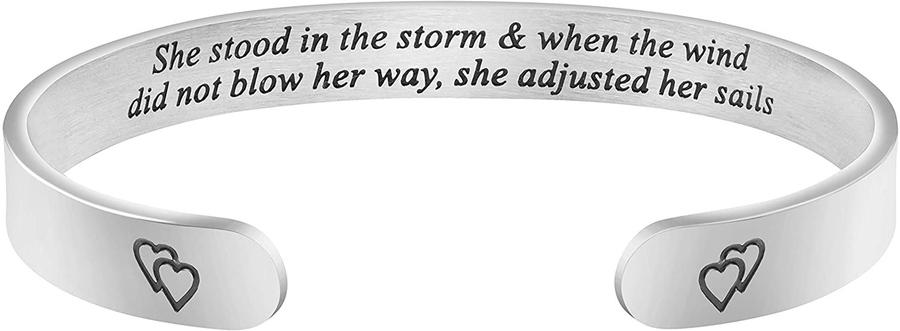 Joycuff Bracelets for Women Personalized Inspirational Jewelry Mantra Cuff Bangle Friend Encouragement Gift for Her