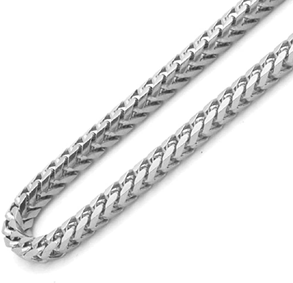 Sterling Silver Italian 2.5Mm Solid Franco Square Box Link 925 Sterling Silver -Made in Italy