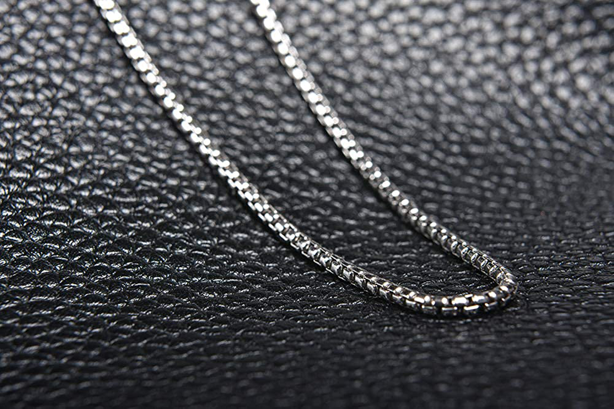 NYC Sterling round Link Chain - Rhodium Necklaces for Men – Luxurious Rhodium Chain – 2Mm round Box Chain – Modern and Minimalist Design – Made in Italy - 16-Inch to 30-Inch