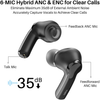 TOZO NC2 Hybrid Active Noise Cancelling Wireless Earbuds, ANC In-Ear Detection Headphones, IPX6 Waterproof Bluetooth 5.2 Stereo Earphones, Immersive Sound Premium Deep Bass Headset, Black