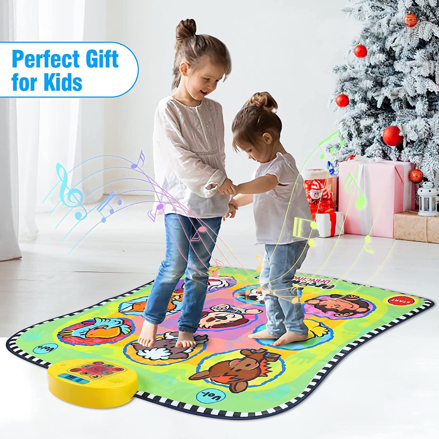 Rhfugui Dance Mat, Kids Musical Mats, Dance Pad with LED Lights, Adjustable Volume, Built-In Music, Games for Girls with 3 Challenge Levels,The Birthday Gift Toy for Girls & Boys over 3 Years