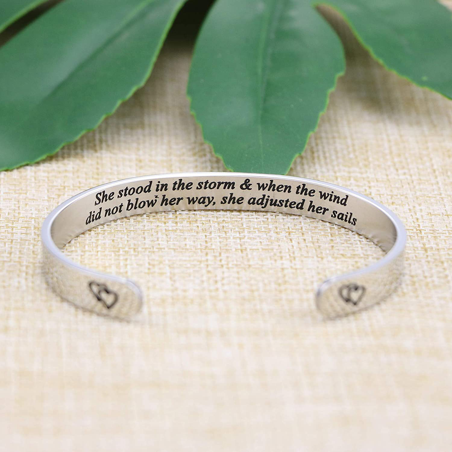 Joycuff Bracelets for Women Personalized Inspirational Jewelry Mantra Cuff Bangle Friend Encouragement Gift for Her