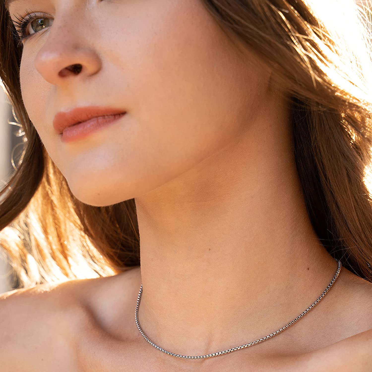 NYC Sterling round Link Chain - Rhodium Necklaces for Men – Luxurious Rhodium Chain – 2Mm round Box Chain – Modern and Minimalist Design – Made in Italy - 16-Inch to 30-Inch