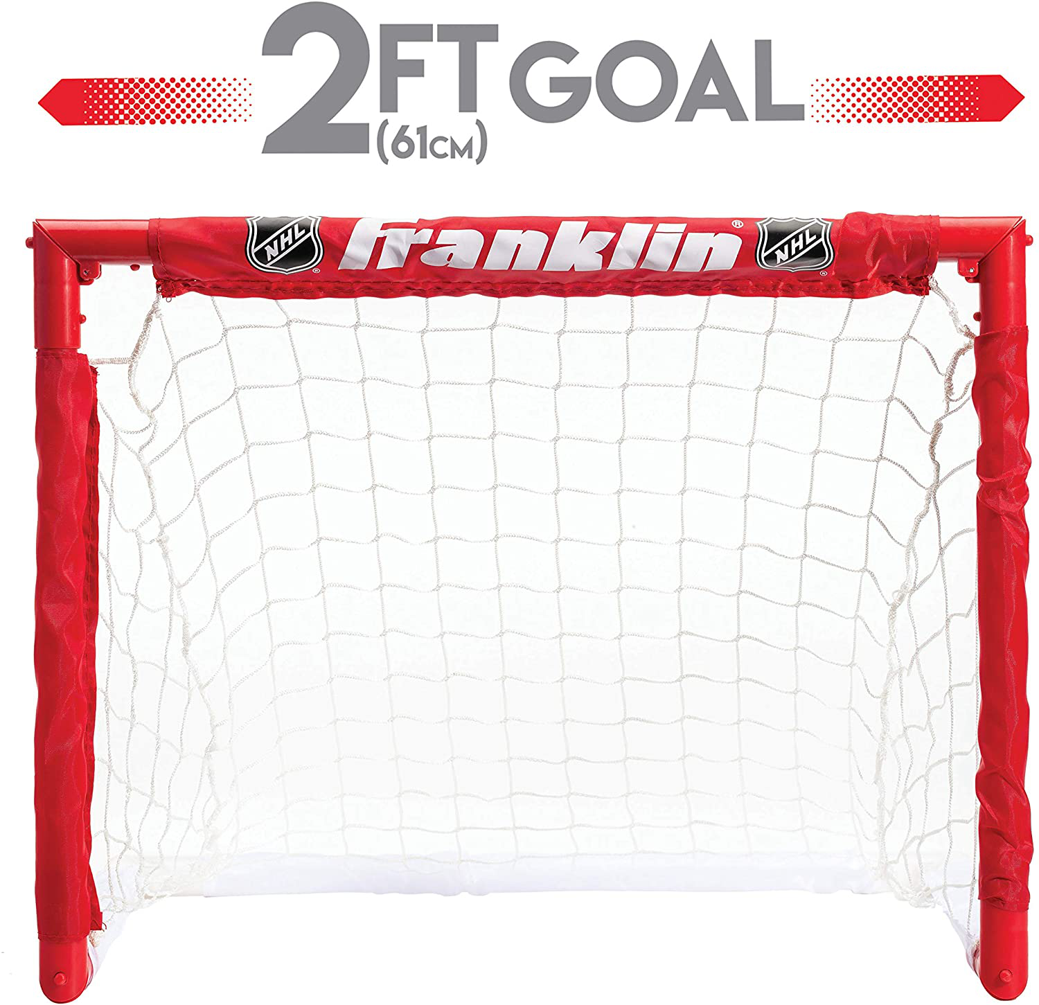 Franklin Sports Kids Folding Hockey 2 Goal Set - NHL - Street Hockey & Knee Hockey - Includes 2 Adjustable Hockey Sticks, 2 Knee Hockey Sticks, 2 Hockey Balls - 24 X 19 X 19 Inch Goal