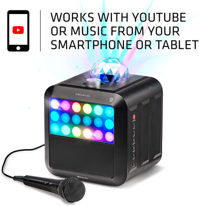 Portable Karaoke Machine - SINGSATION Star Burst - System Comes W/ 2 Mics, Room-Filling Light Show, Retro Light Panel & Works via Bluetooth - No Cds Required - Youtube Your Favorite Karaoke Songs