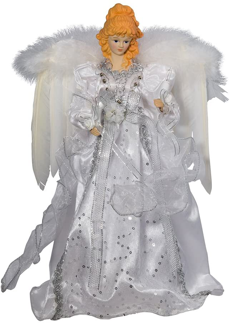 Kurt Adler 14" 10-Light White and Silver Angel Treetop