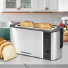 Elite Platinum ECT-3100 Cool Touch Long Slot Toaster with Extra Wide 1.25" Slots for Bagels, 6 Settings, Space Saving Design, Warming Rack, 4 Slice, Stainless Steel & Black