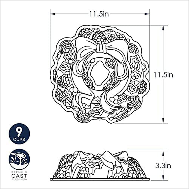 Nordic Ware Platinum Holiday Wreath Bundt Pan
