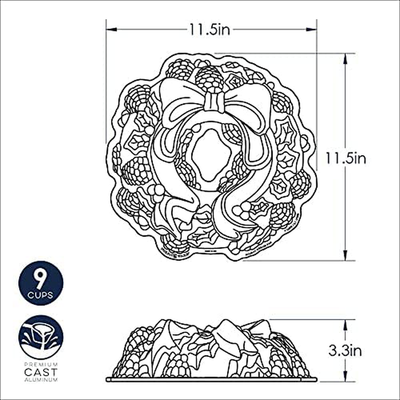 Nordic Ware Platinum Holiday Wreath Bundt Pan