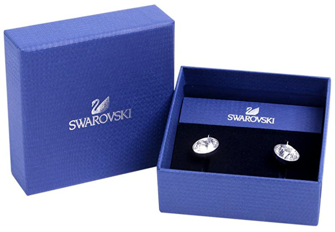 Swarovski Authentic Bella Rhodium Plated Charming White Pierced Mini Earrings