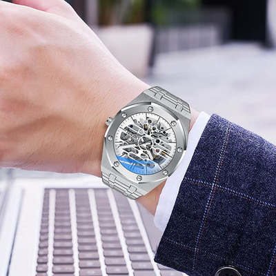 Mechanical Men'S Watch Stainless Steel Automatic Skeleton Waterproof Watches for Men