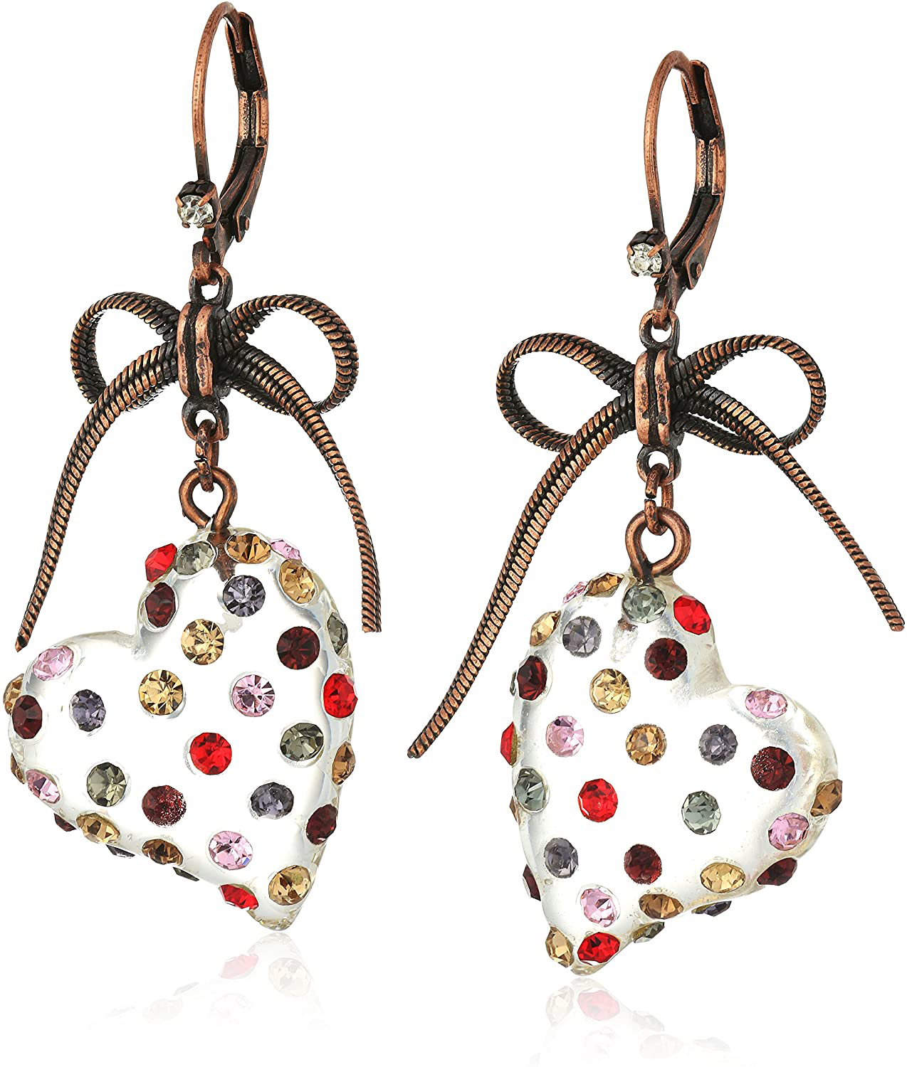 Betsey Johnson Multi Lucite Heart Drop Earrings