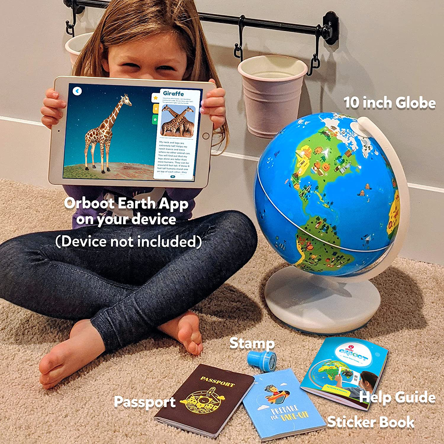 Orboot Earth by Playshifu (App Based): Interactive AR Globe for Kids, STEM Toy Ages 4-10, Educational Gift for Boys & Girls (No Borders, No Names on Globe)
