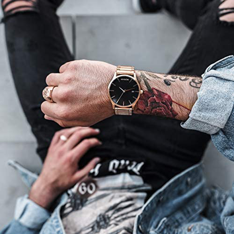 MVMT Classic Mens Watch, 45MM | Leather Band, Minimalist Watch, Analog with Date