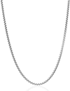 Genuine Solid Sterling Silver round Box Link .925 Rhodium Heavy-Duty Necklace Chains 1MM - 5MM, 16" - 30", Silver Chain for Men & Women, Made in Italy, Next Level Jewelry