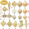 AMS 81Ct Christmas Ball Ornaments Holiday Tree Decorations in a Reusable Hand-Help Gift Box for Wedding,Thanksgiving,Party(Gold)