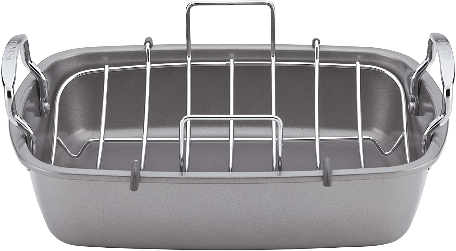 Circulon Nonstick Roasting Pan / Roaster with Rack - 17 Inch X 13 Inch, Gray