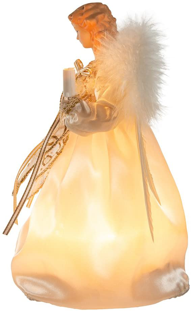 Kurt Adler 10-Light 9-Inch Ivory and Gold Angel Treetop
