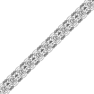 1.00 Carat Real Diamond Circle Link Tennis Bracelet (J, I3) Rhodium Plated over Sterling Silver Illusion Set Miracle Plate Wedding Fashion Jewelry| by La4Ve Diamonds (White, Yellow, Rose Gold Tone)