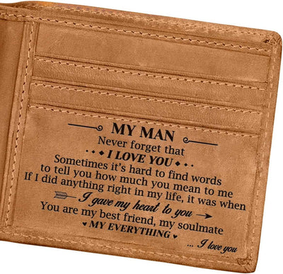 Engraved Bifold Wallet - to My Husband - I Love You More than Anything in the World Gifts for Men RFID Wallet Bifold Men Husband Gifts from Wife Christmas Birthday Father'S Day Gifts