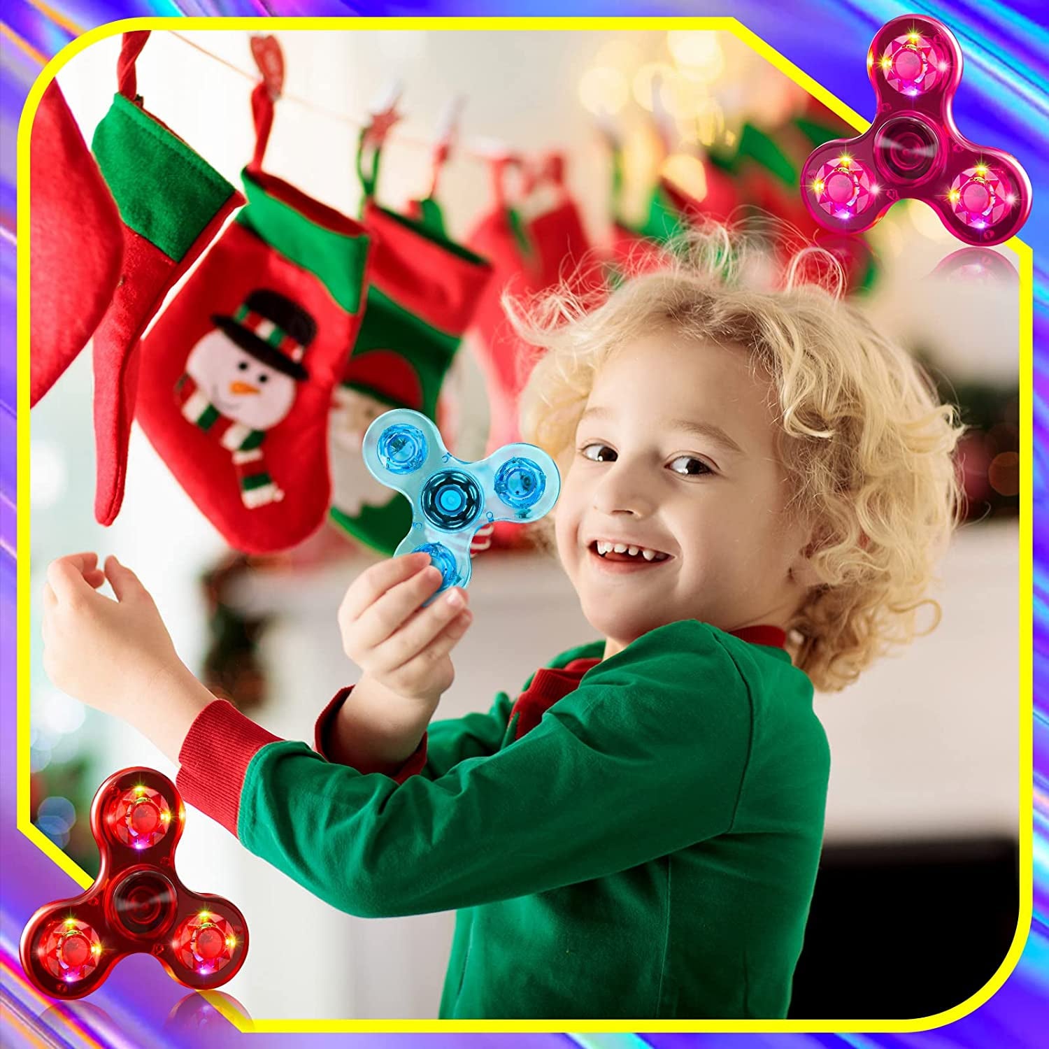 20 Pack Fidget Light up Spinners, Crystal LED Fidget Light up Spinners for Kids Adults Rainbow Hand Fidget Pack Glow in the Dark Birthday Party Favors ADHD Anxiety Stress Reducer Goodie Bag Stuffers