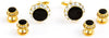 Black Onyx round Crystal Tuxedo Cufflinks & Studs Set in a Presentation Gift Box & Polishing Cloth