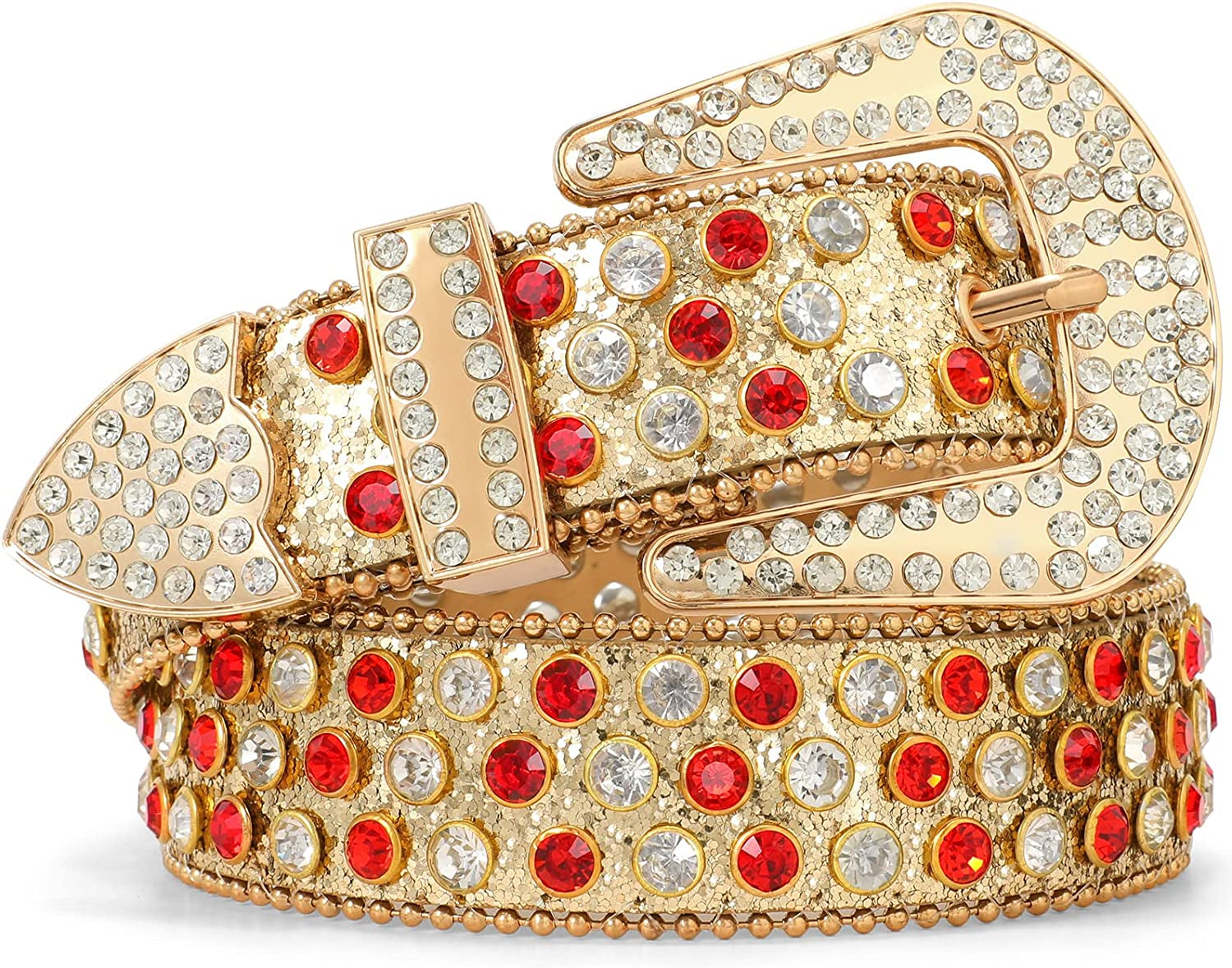 Men Women Fashion Rhinestone Belt Western Cowgirl Bling Studded Design Leather Diamond Belt for Jeans Dress