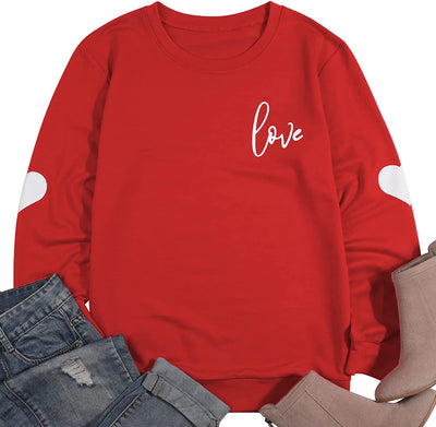 Valentine'S Day Sweatshirt Women Love Heart Grahic Long Sleeve Shirt Casual Valentines Gifts Pullover Tops