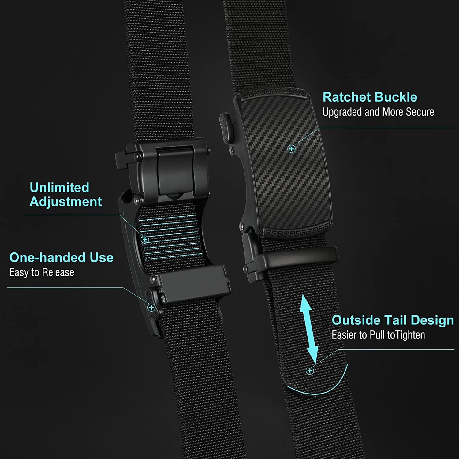 Men'S Belt, 2 Pack Ratchet Golf Belt for Men Elastic Stretch Belts Nylon Casual Belt for Jeans Adjustable Web Belt