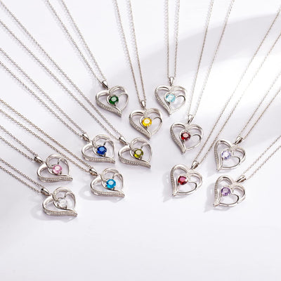 Heart Necklace for Women, 18K Gold over 925 Sterling Silver Necklace for Women with a Gemstone Birthstone, Birthday Anniversary Valentine Mother’S Day Christmas Jewelry Gifts for Women Mom Girlfriend Wife Her Sister Spouses