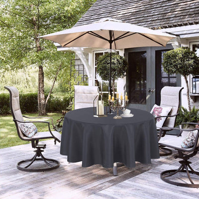 Outdoor and Indoor Tablecloth - Washable Waterproof Wrinkle Free Table Cloth with Zipper and Umbrella Hole for Spring/ Summer/ Party/ Picnic/ BBQS/ Patio (Round 60 Inch, Grey)