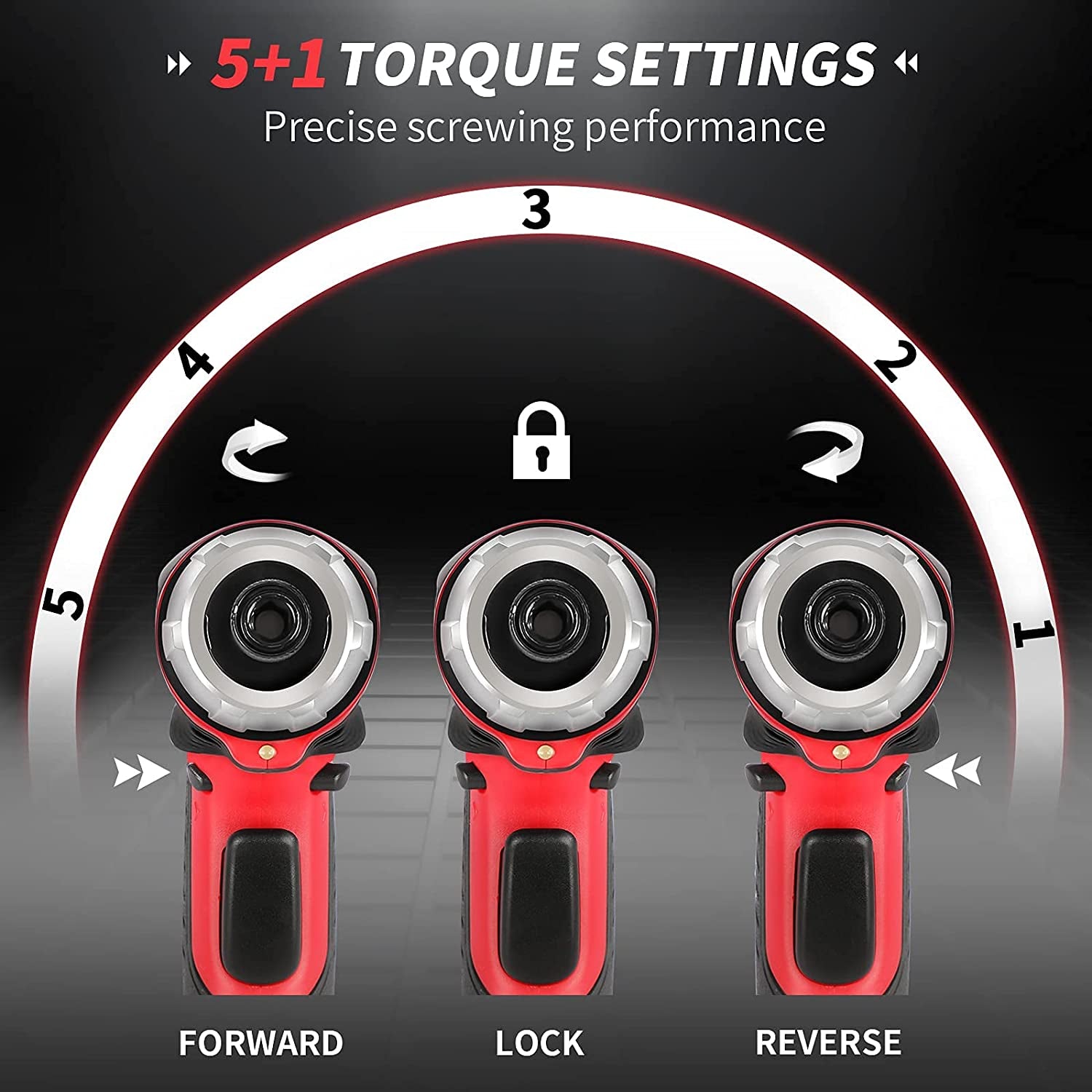 Electric Screwdriver Set Rechargeable 4V Cordless Screwdriver Kit with 44Pcs Accessories, 5.65Nm Screw Gun, 5+1 Torque Setting, 2 Position Handle with LED Light