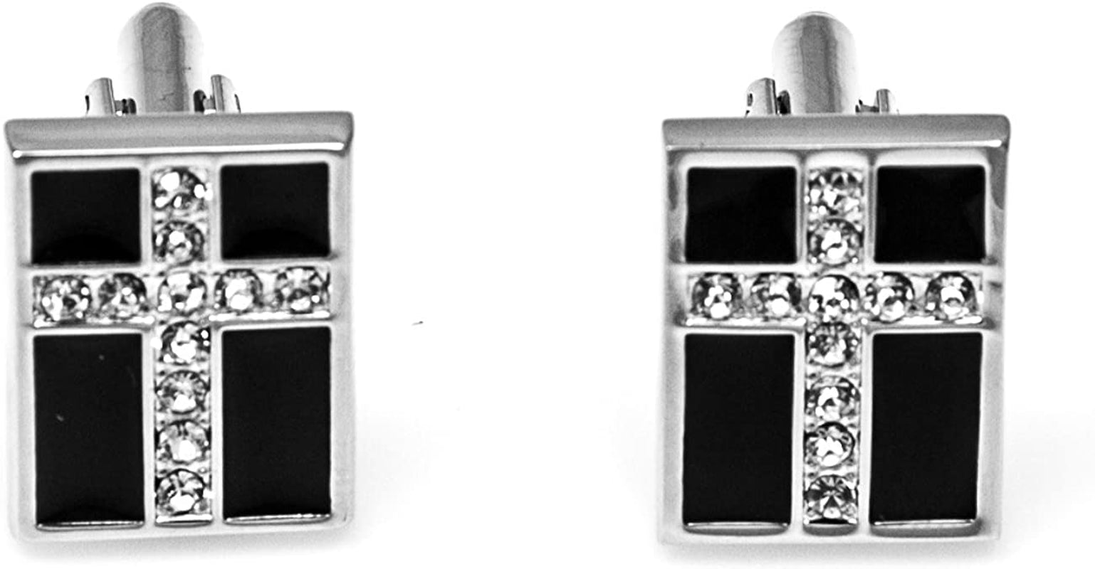 Cross Crosses Christian 6 Pairs Cufflinks with a Presentation Gift Box and Polishing Cloth