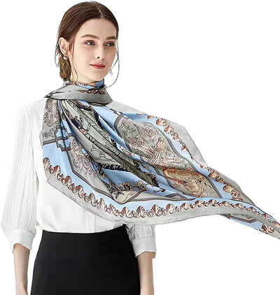 ANDANTINO 100% Pure Mulberry Silk Scarf 43" Large Square Lightweight Headscarf& Shawl–Women Hair Wraps-With Gift Packed