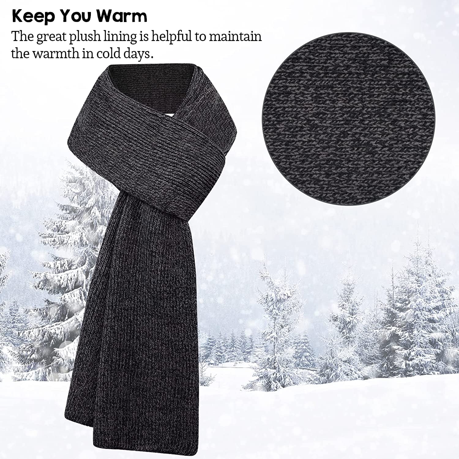 Men & Women Winter Knit Hat Beanie Long Scarf Touchscreen Gloves Set Skull Cap Neck Warmer Gloves Set with Fleece Lined