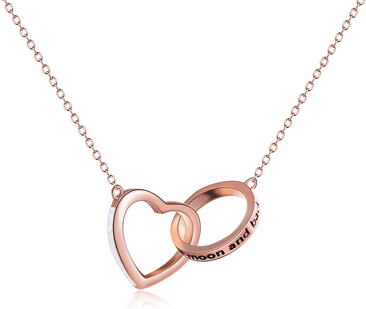 Valentine'S Day Gifts for Women 925 Sterling Silver I Love You to the Moon and Back Necklace Birthday Anniversary Jewelry Gifts for Women Mom Wife Girls