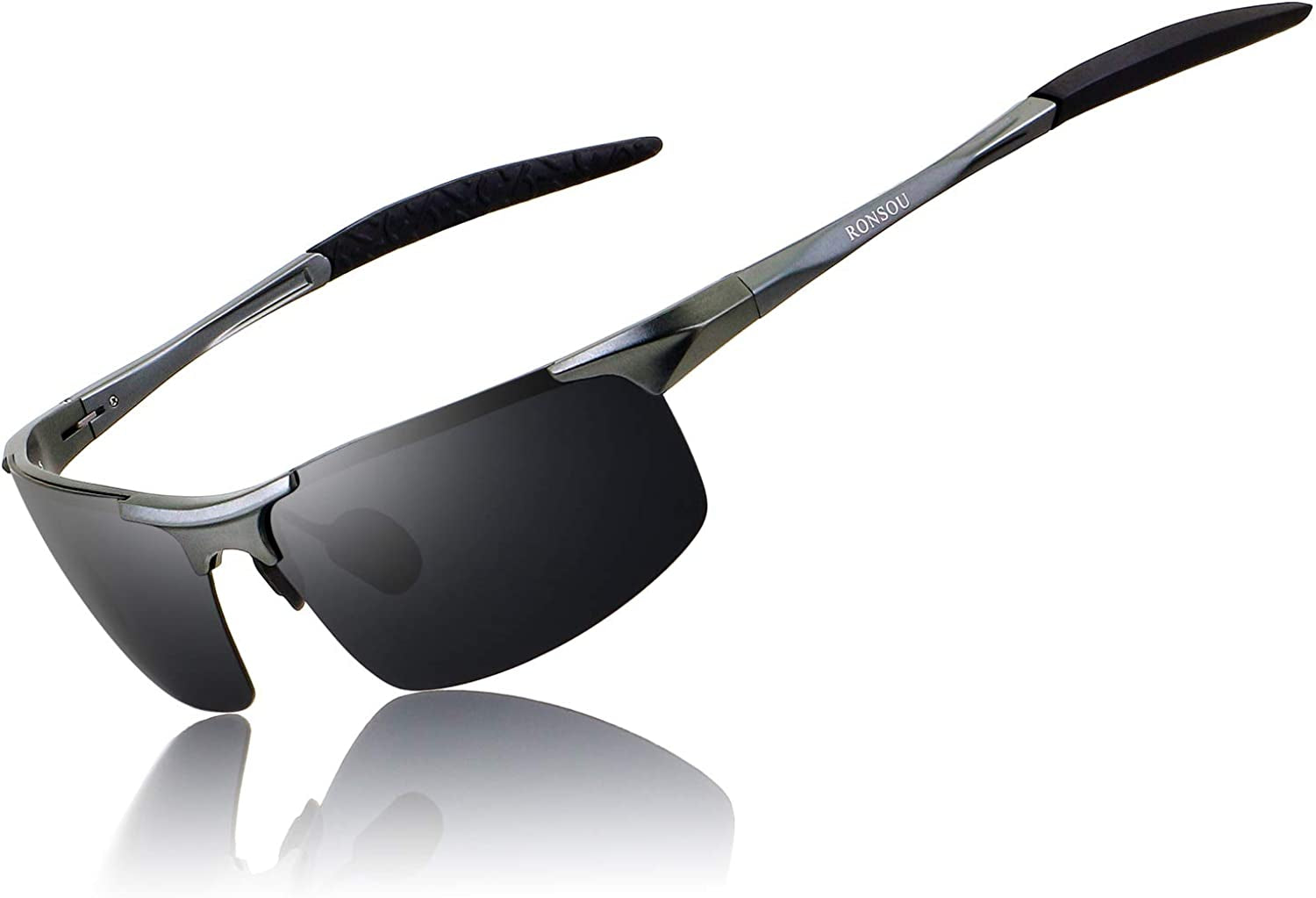 Men Sport Al-Mg Polarized Sunglasses Unbreakable for Driving Cycling Fishing Golf