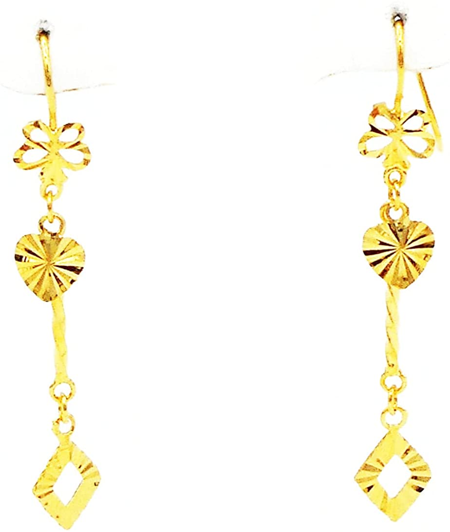Heart Pikun Flower 22K 23K 24K Thai Baht Yellow Gold GP Necklace Pendant Jewelry Women