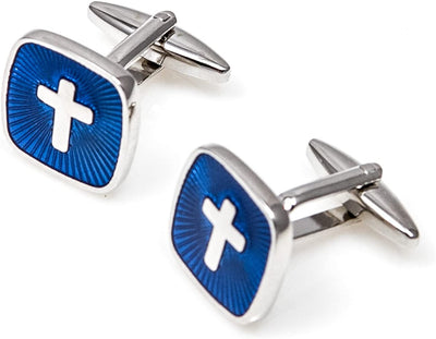 Cross Crosses Christian 6 Pairs Cufflinks with a Presentation Gift Box and Polishing Cloth