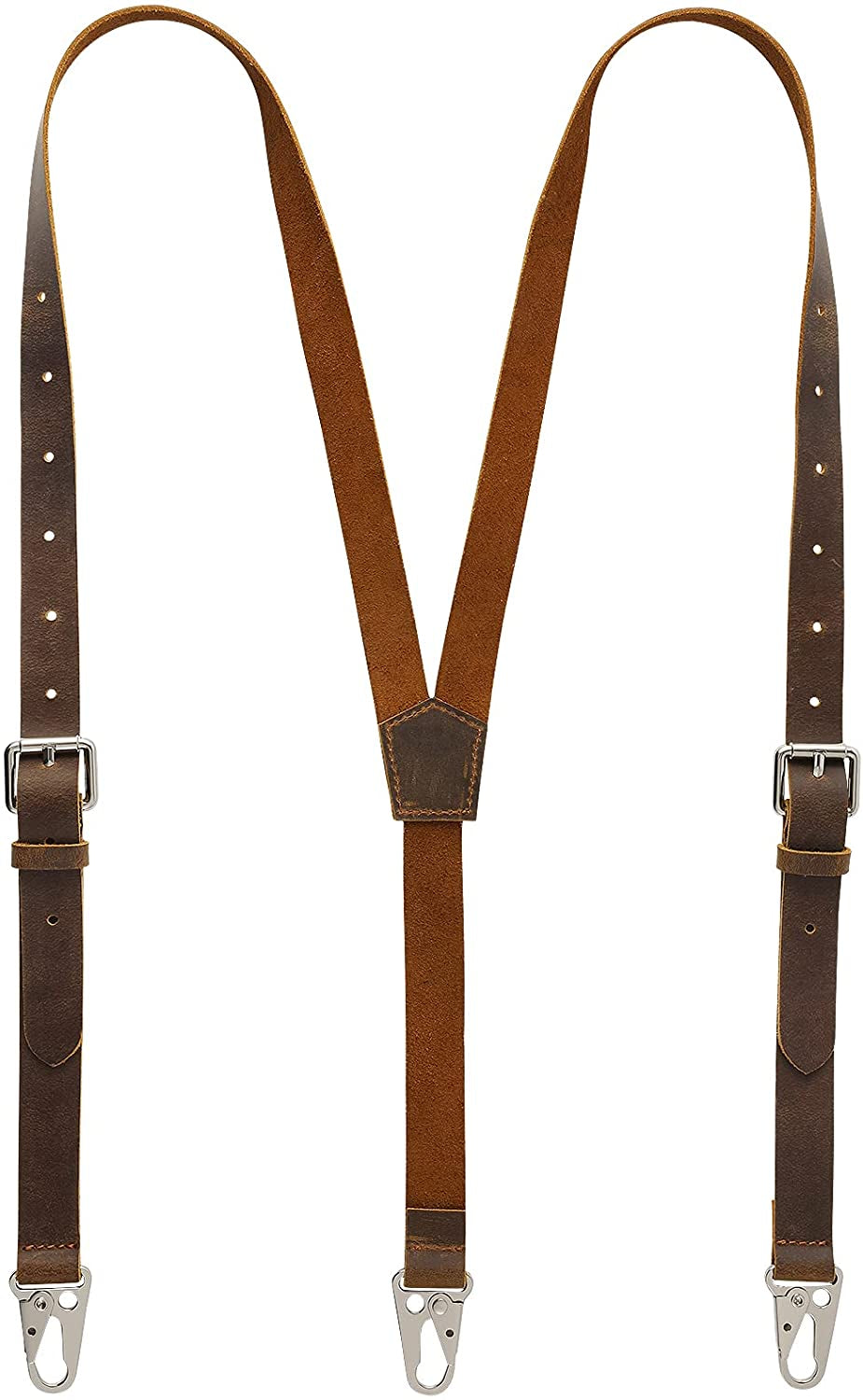 Genuine Leather Suspenders for Men, Y Design Leather Suspenders