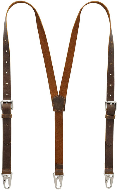 Genuine Leather Suspenders for Men, Y Design Leather Suspenders
