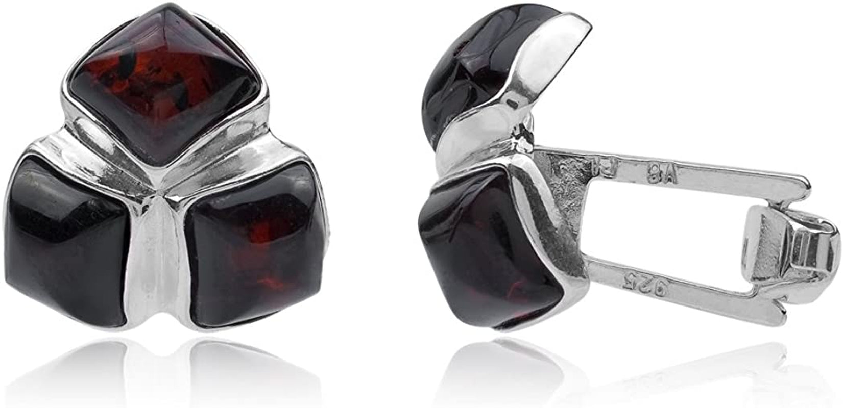 Cherry Amber Sterling Silver Cufflinks Square