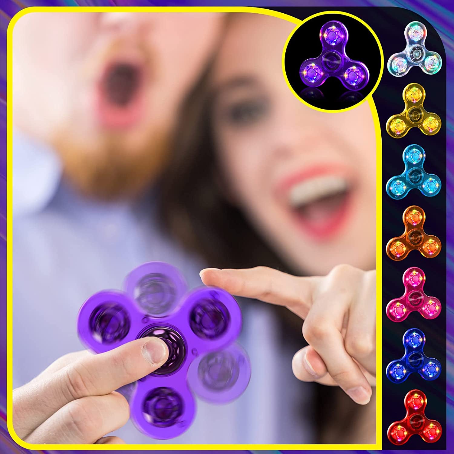 20 Pack Fidget Light up Spinners, Crystal LED Fidget Light up Spinners for Kids Adults Rainbow Hand Fidget Pack Glow in the Dark Birthday Party Favors ADHD Anxiety Stress Reducer Goodie Bag Stuffers