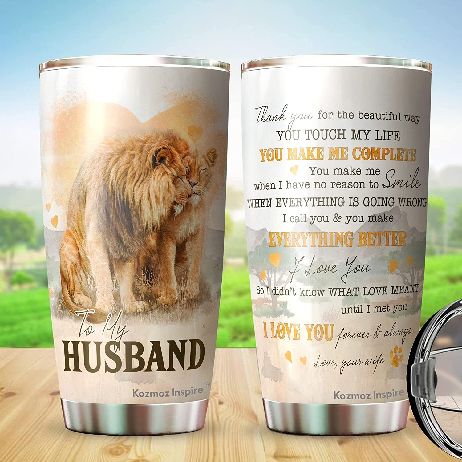 to My Husband Mug Lion Couple Tumbler - Birthday Christmas Tumbler Gifts for Husband - Best Ideas Gifts for Him, Boyfriend, Husband, Fathers Day 2022 Tumbler 20 Oz