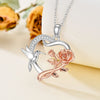 0.05 Carat Diamond Hummingbird Necklace for Women with Rose Flower Sterling Silver Heart Pendant Necklaces D Color Diamonds Hummingbirds Gifts for Christmas Birthday Mother'S Day Valentine'S Day