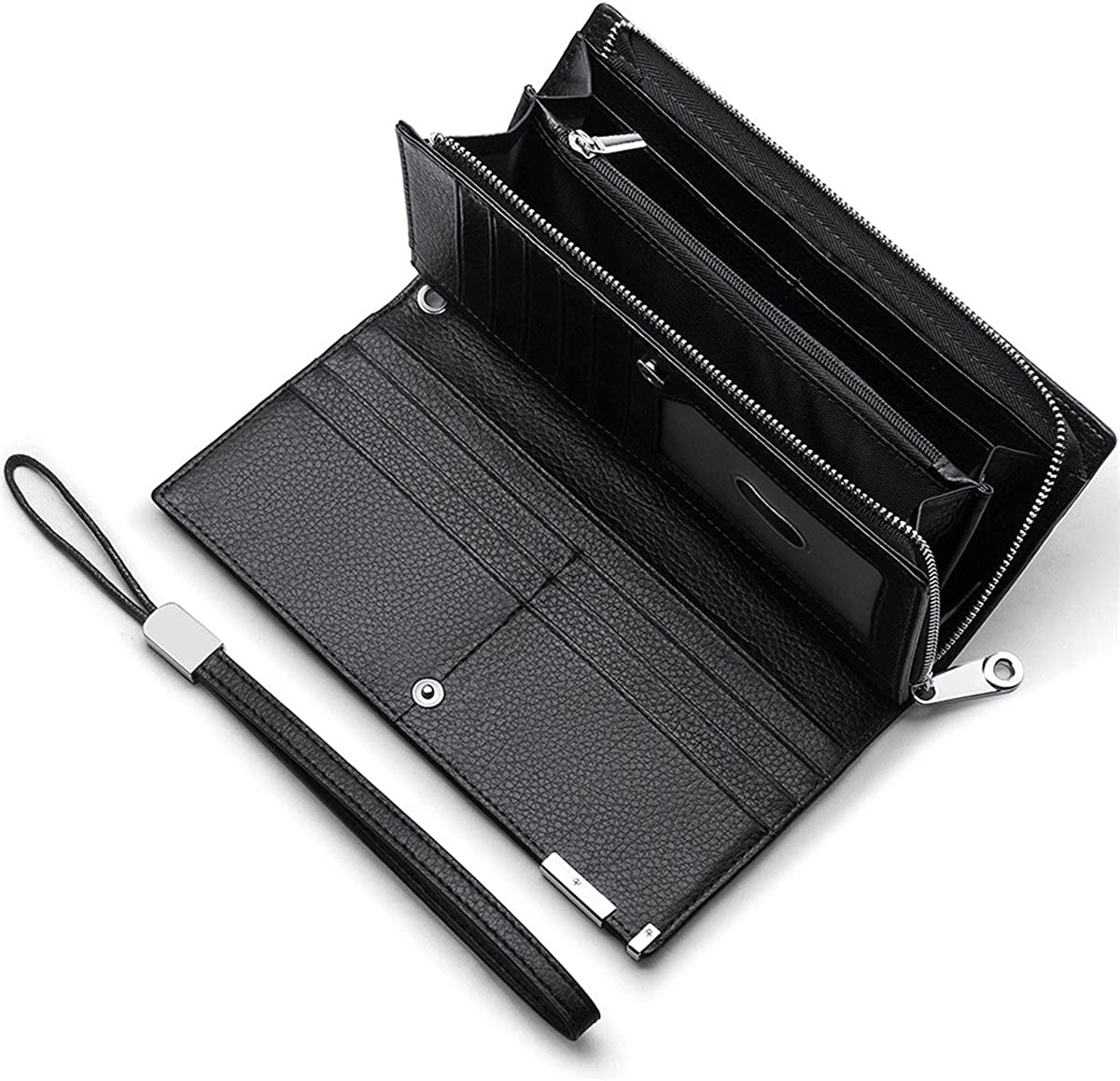 Long Wallets for Men Leather RFID Blocking Bifold Wallet with Zipper
