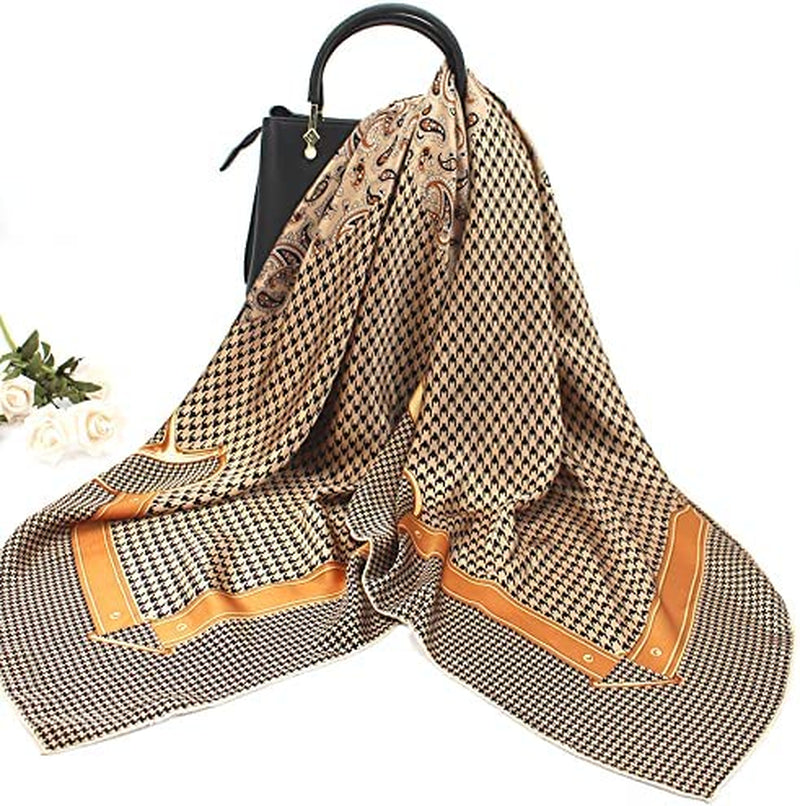 ANDANTINO 100% Pure Mulberry Silk Scarf 43" Large Square Lightweight Headscarf& Shawl–Women Hair Wraps-With Gift Packed