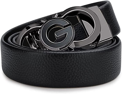 Leather Ratchet Belts for Men Automatic Buckle Casual Work Dress Belt with Gift Box